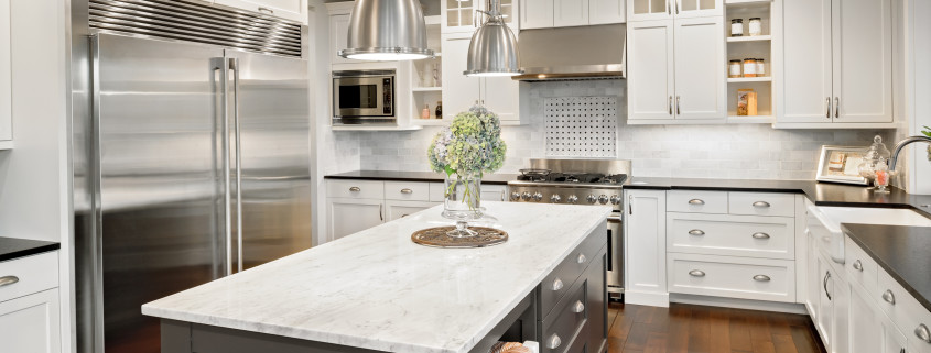 Modern-Kitchen-island Modern white kitchen with a kitchen island