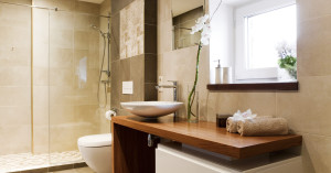 Modern bathroom with beautiful tile work. Hammer is here to help you create a design that's best for your home.