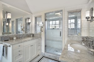 Contemporary white bathroom remodel design